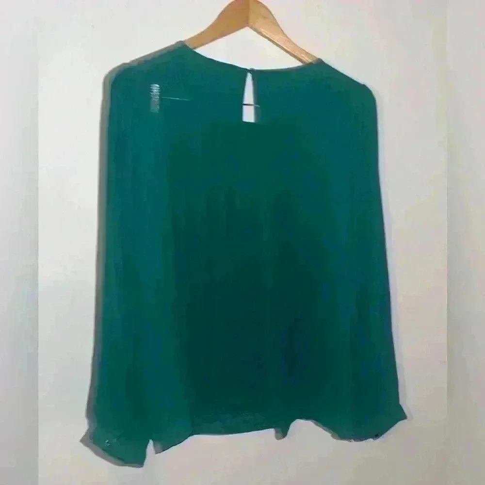 J crew pleated sleeve top academic green